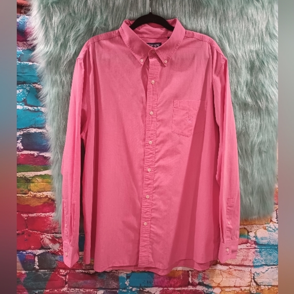 Champs Pink Long Sleeve Front Button Down Shirt Size XXL - Picture 2 of 8